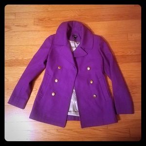 J. Crew Factory Purple Double Breasted Pea Coat